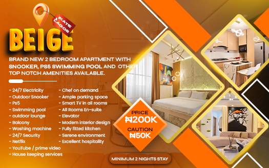 Beige brand new 2 bedroom apartment with snooker